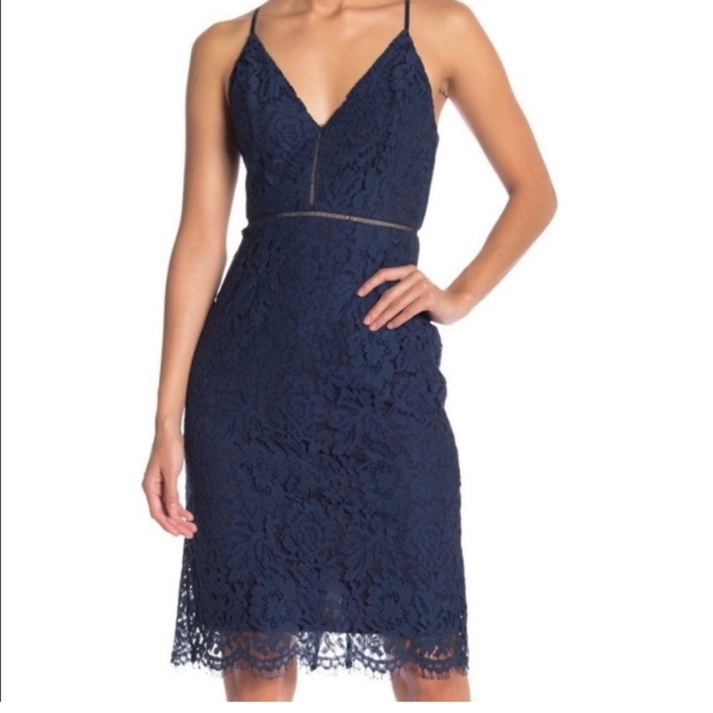 NEW ASTR the Label Lace Midi Dress Navy Size XS